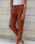 Elastic Waist Cotton Linen Wide-Leg Pants