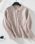 Women Casual Ribbed Button Down Cardigan