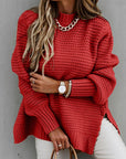 Women's Turtleneck Side-Slit Sweater