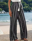 Geometric Print Elastic Straight Pants