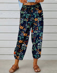 High Waist Drawstring Retro Printed Pants