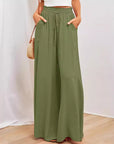 High Waist Elastic Wide-Leg Pants