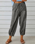 High Waist Wide Leg Cotton Pants