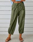 High Waist Wide Leg Cotton Pants