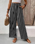 Striped Ruffle Wide-Leg Pants