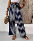 Striped Ruffle Wide-Leg Pants