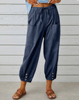 High Waist Wide Leg Cotton Pants