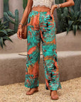 Tropical High Waist Wide-Leg Trousers