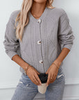 Women Casual Ribbed Button Down Cardigan