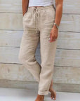 Elastic Waist Cotton Linen Wide-Leg Pants