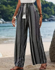 Geometric Print Elastic Straight Pants