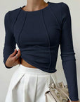 Elegant Ribbed Top with Seam Accents