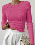 Elegant Ribbed Top with Seam Accents