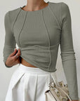 Elegant Ribbed Top with Seam Accents