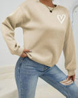 Heart Print Pullover Sweatshirt