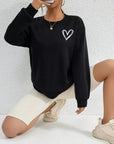 Heart Print Pullover Sweatshirt