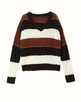 Elegant Striped V-Neck Sweater for Women's