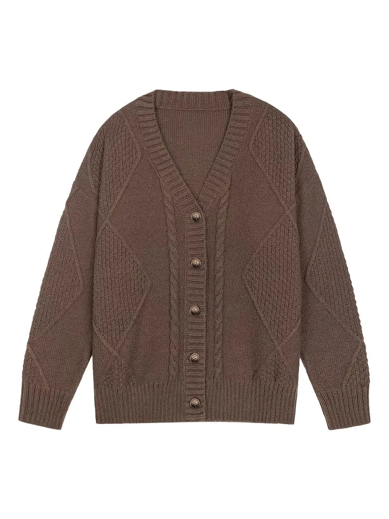 Women&#39;s Casual -Colored Cable Knit Cardigan