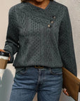 Casual Long Sleeve Pullover with Slant Shoulder