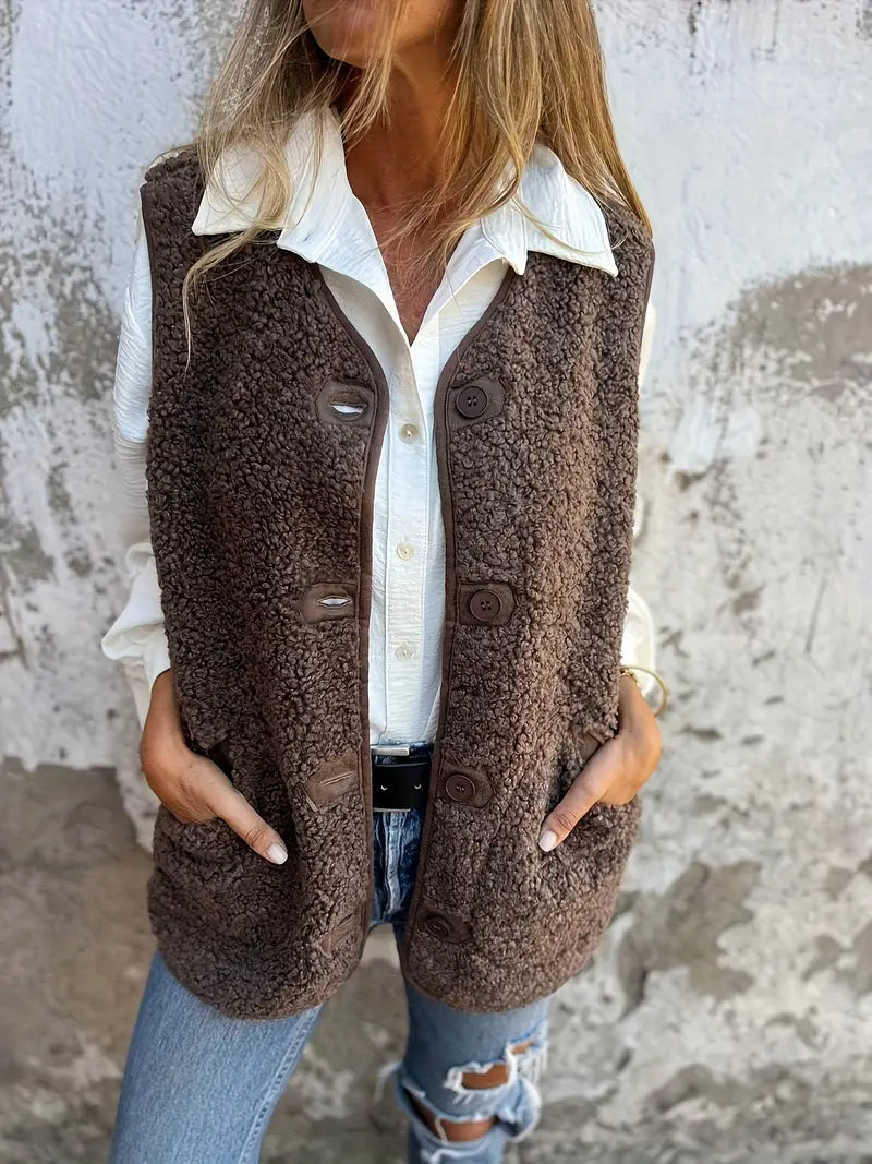 Women&#39;s Casual Sleeveless Vest Jacket