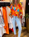 Long-sleeved colorful casual blouse