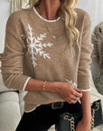 Snowflake Pattern Crew Neck Sweater