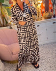 V-neck geometric print dress