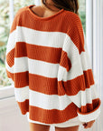 Chloe | Striped Crew Neck Pullover Sweater