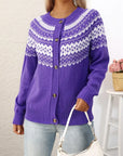 Elegant Geometric Pattern Knit Cardigan for Women