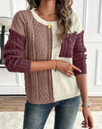 Chic Color Block Crew Neck Sweater for Women's