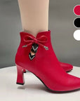 Fashion Pointed Toe Ankle Boots With Bow