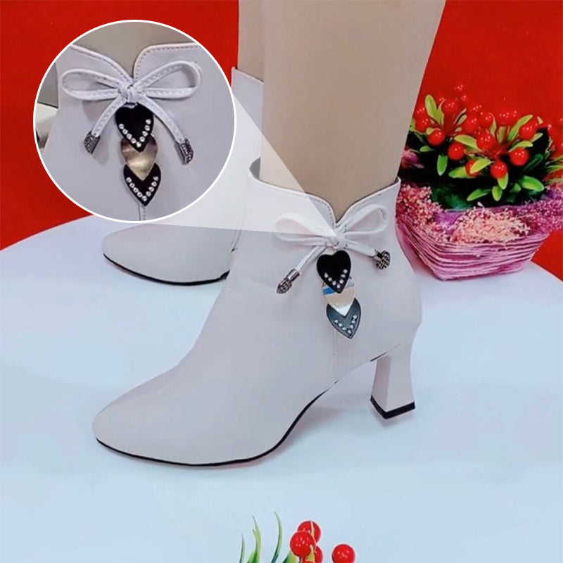 Fashion Pointed Toe Ankle Boots With Bow