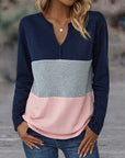 V-neck colour block top