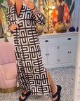 V-neck geometric print dress