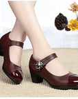 Round Women's Shoes – Genuine Leather with Soft Sole for Ultimate Comfort