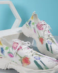 Breathable Lace-Up Sneakers with Floral Pattern