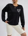 Heart Print Pullover Sweatshirt