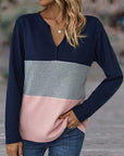 V-neck colour block top