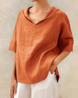 Women's Casual Linen V-Neck Shirt