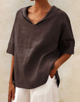 Women's Casual Linen V-Neck Shirt