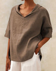 Women's Casual Linen V-Neck Shirt