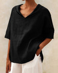 Women's Casual Linen V-Neck Shirt