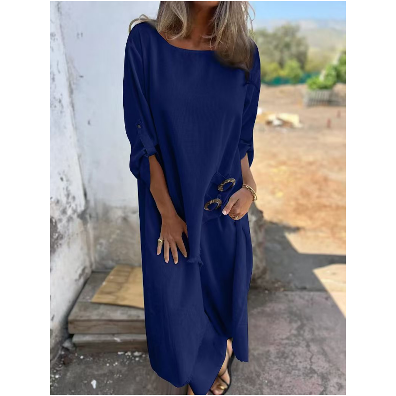 Elegant Cotton And Linen Two Piece Dress