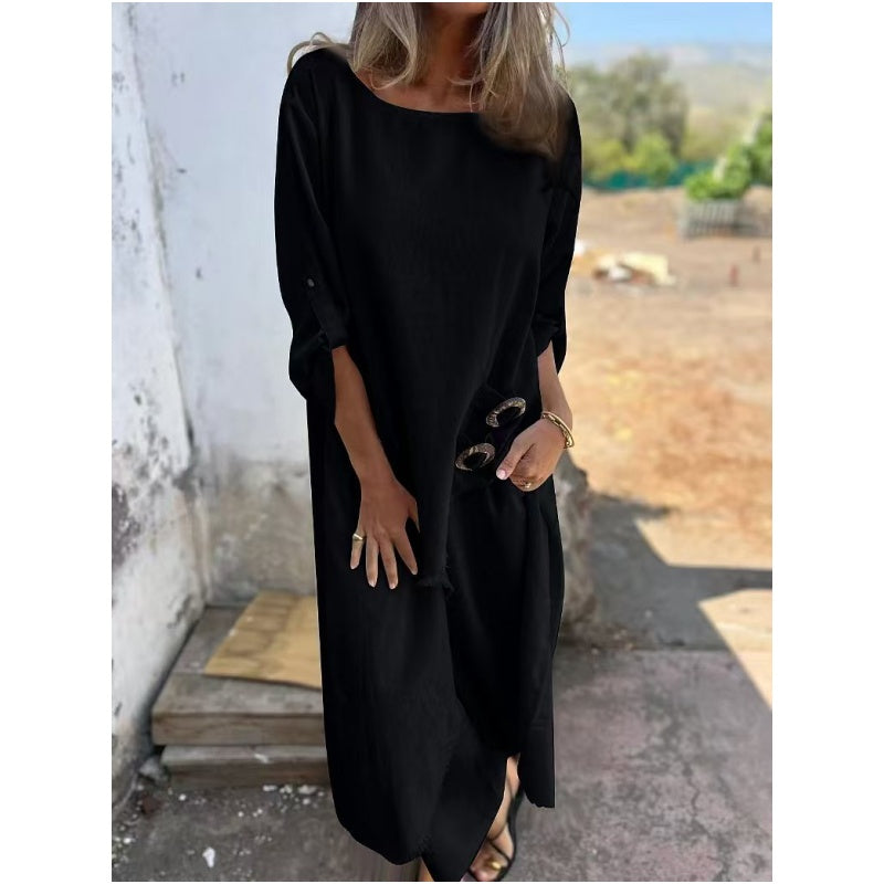 Elegant Cotton And Linen Two Piece Dress