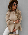 Women's Turtleneck Side-Slit Sweater